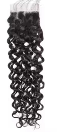 4x4 Water Wave 100% Raw Brazilian Hair Closures