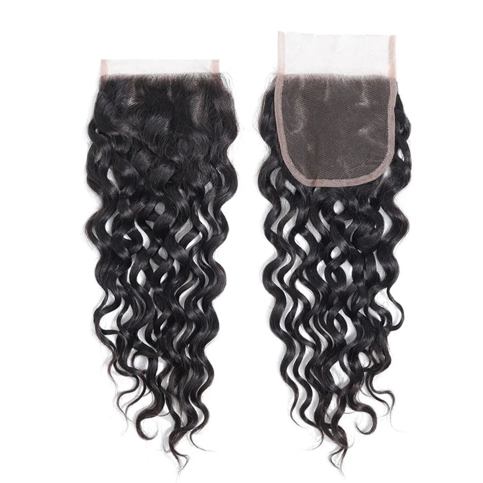 4x4 Water Wave 100% Raw Brazilian Hair Closures