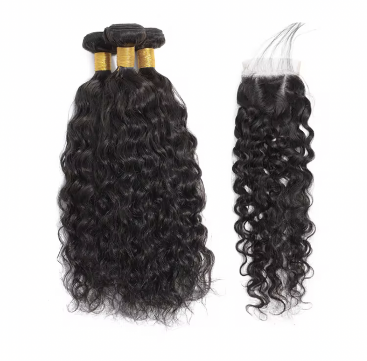 4x4 Water Wave 100% Raw Brazilian Hair Closures