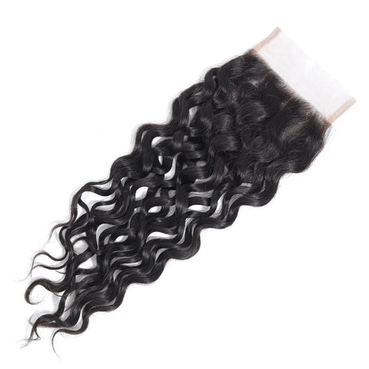 4x4 Water Wave 100% Raw Brazilian Hair Closures